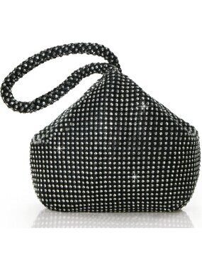 Women's Black Clutch Wristlet Perse Triangle Sparkly Glitter Evening Bags